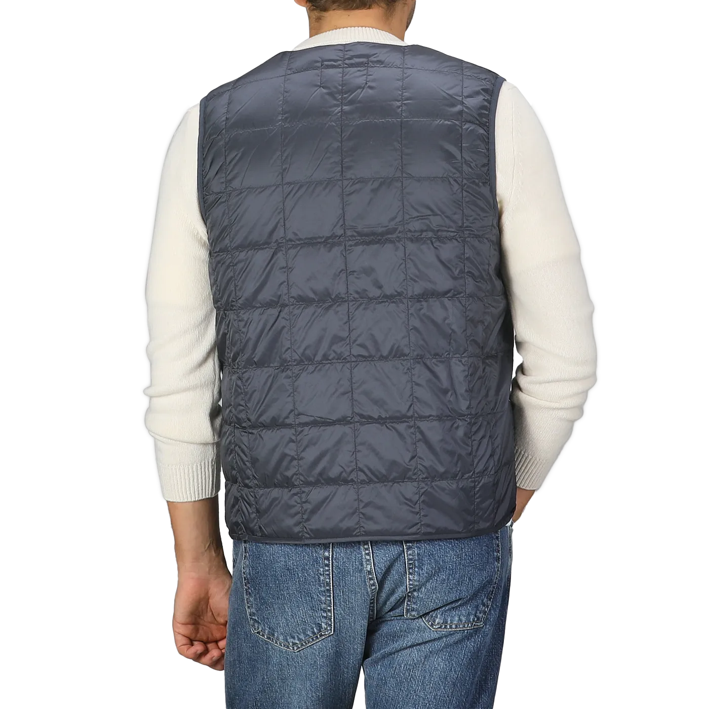 Navy Blue Nylon Down Padded Vest