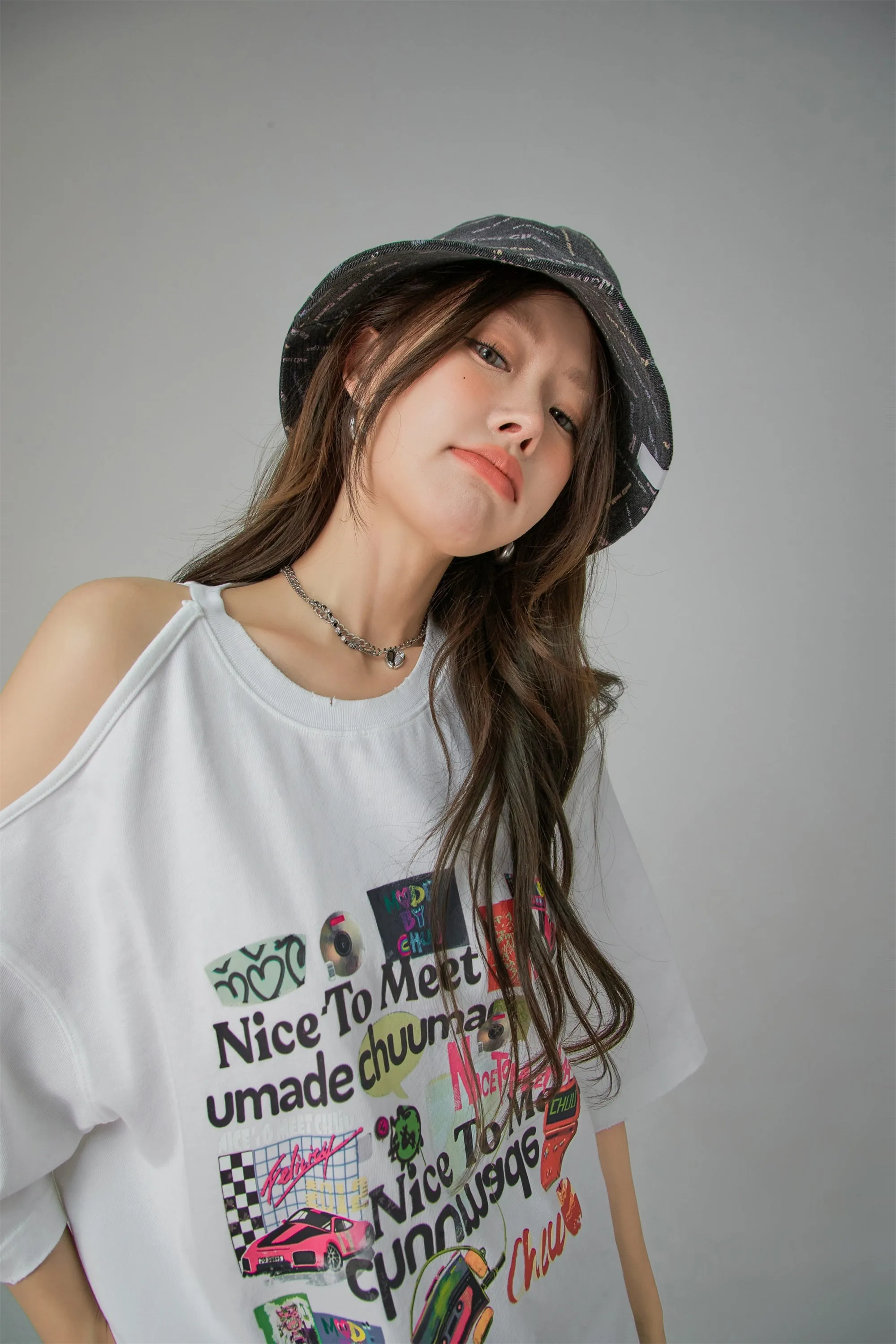 Nice To Meet You Open Shoulder T-Shirt