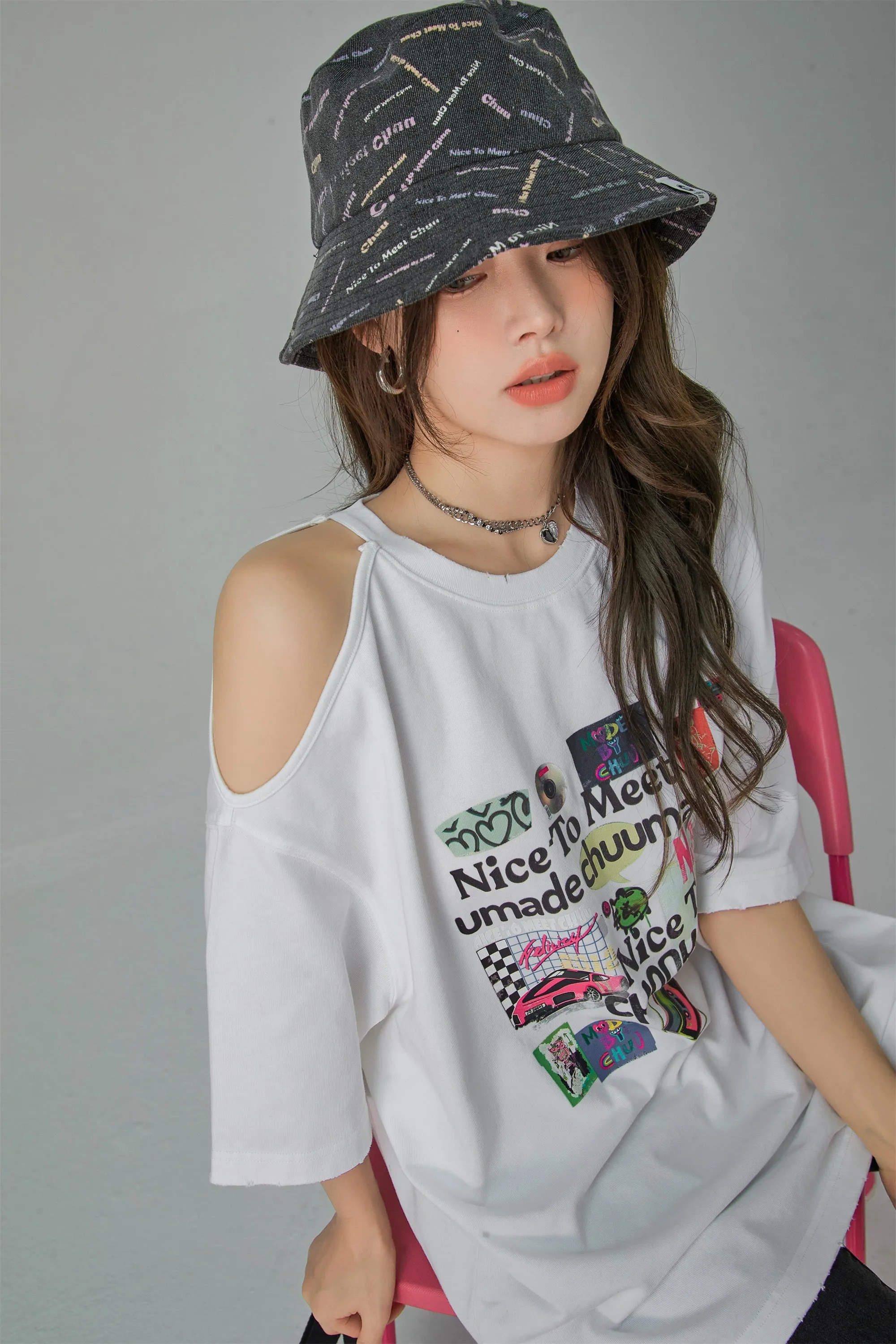 Nice To Meet You Open Shoulder T-Shirt