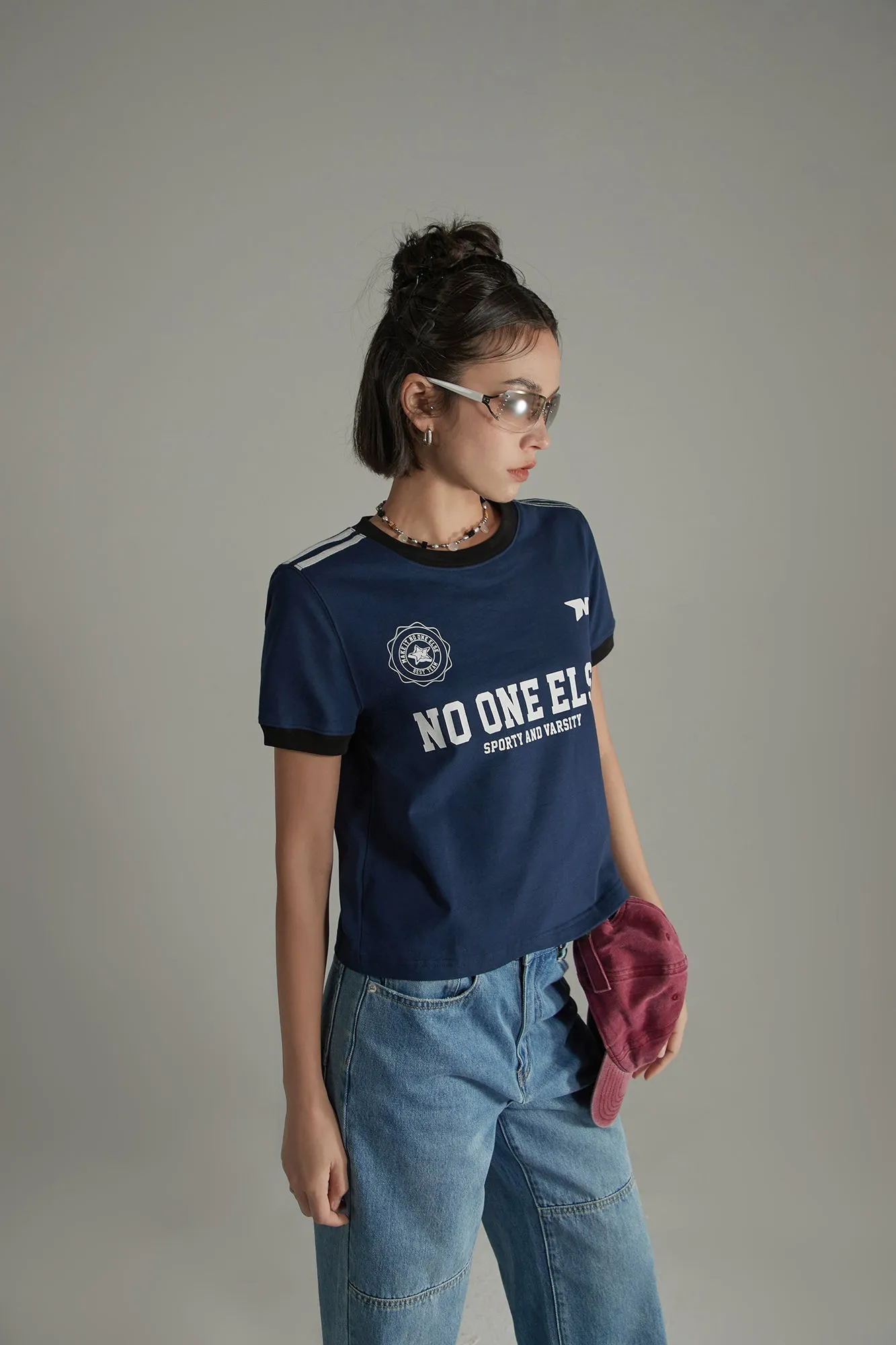 Noe Lettering Sporty Colorblocked Short Sleeve T-Shirt