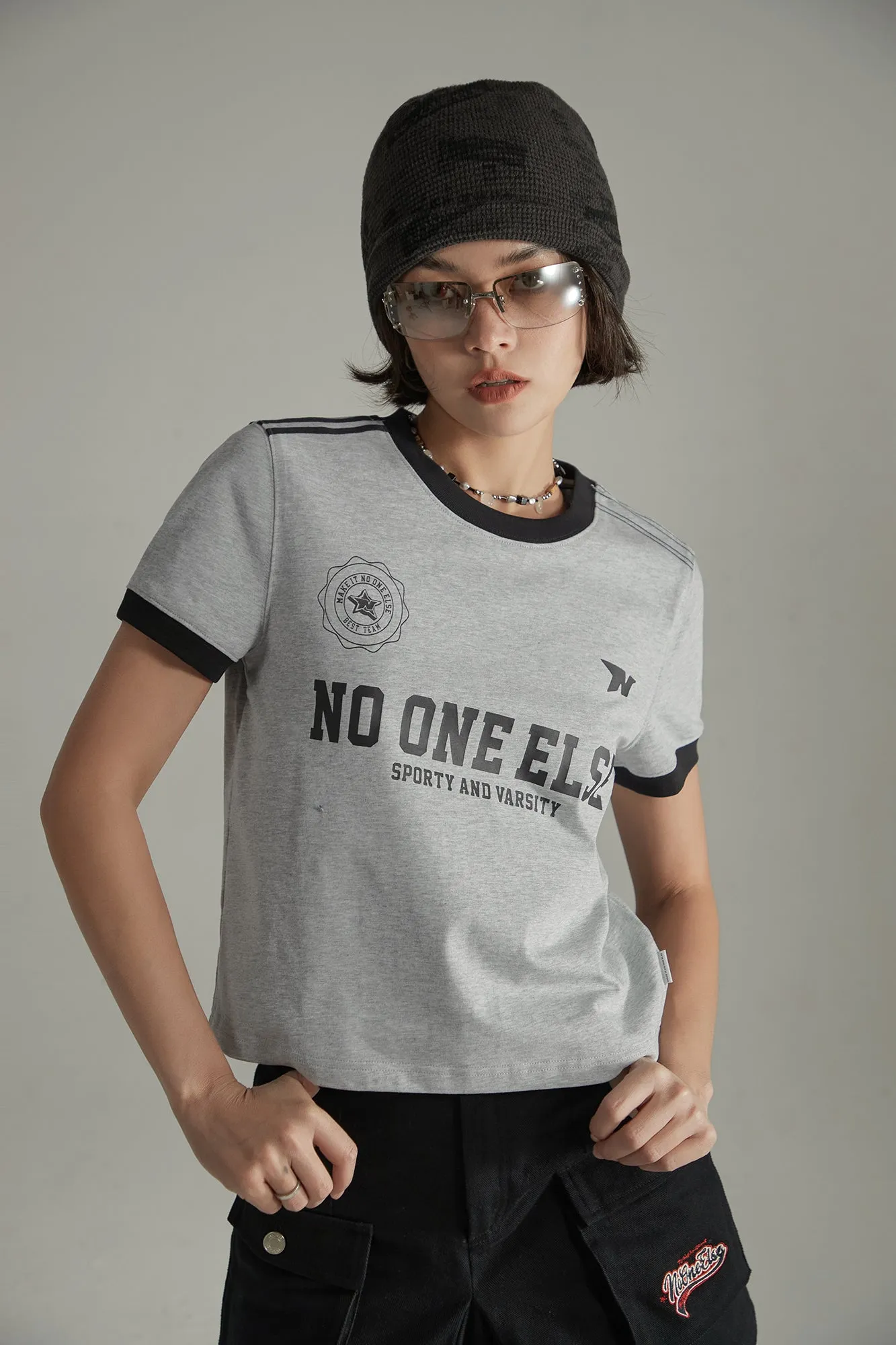 Noe Lettering Sporty Colorblocked Short Sleeve T-Shirt