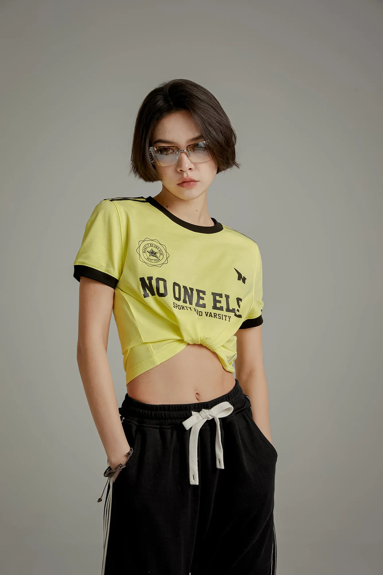 Noe Lettering Sporty Colorblocked Short Sleeve T-Shirt