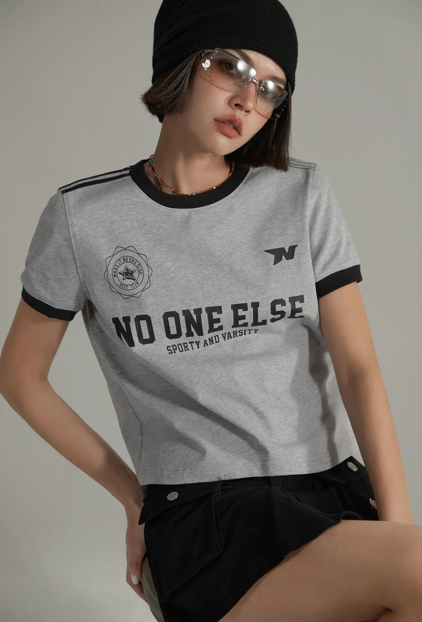 Noe Lettering Sporty Colorblocked Short Sleeve T-Shirt