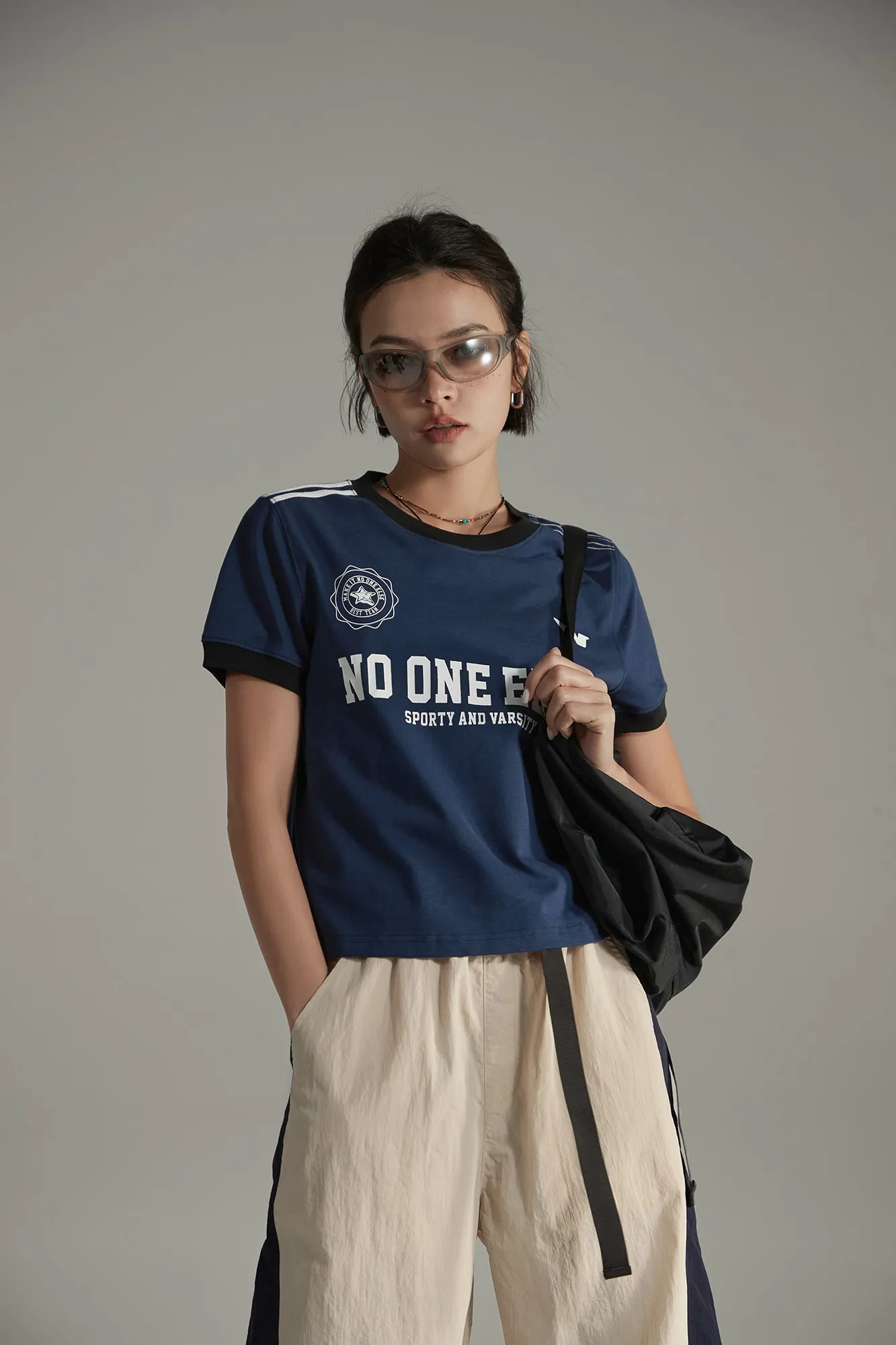 Noe Lettering Sporty Colorblocked Short Sleeve T-Shirt