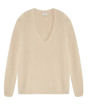 Nude Rib V Neck Sweater