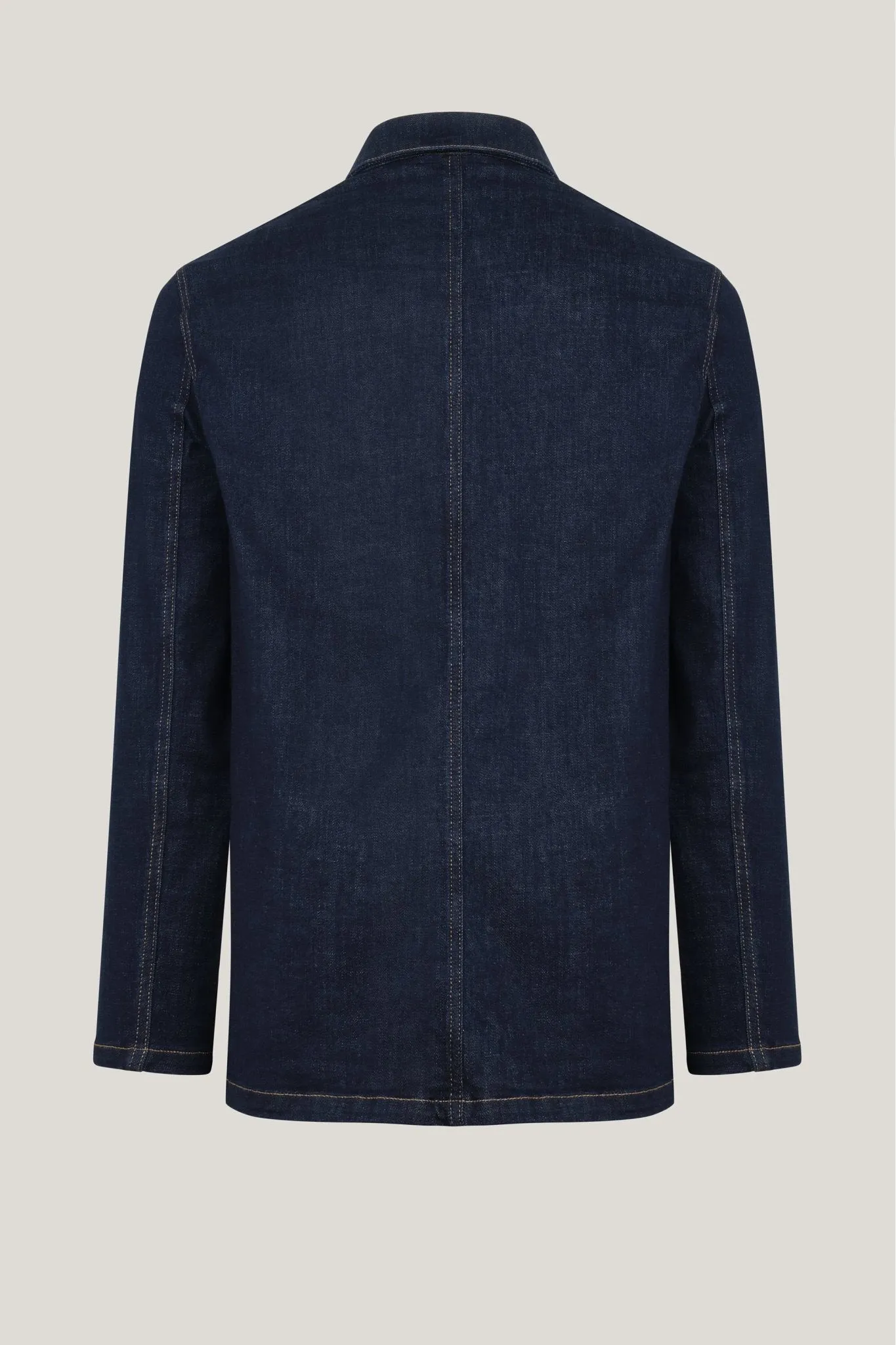 Patch Pocket Fitted Denim Jacket - Navy