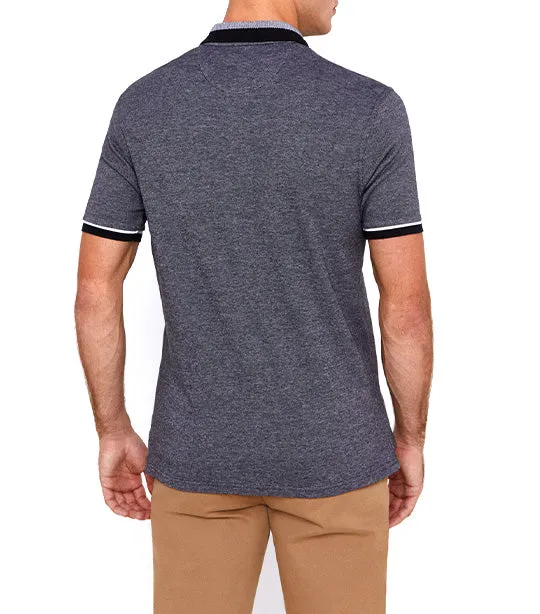 Patterned Collar Polo Shirt Gray