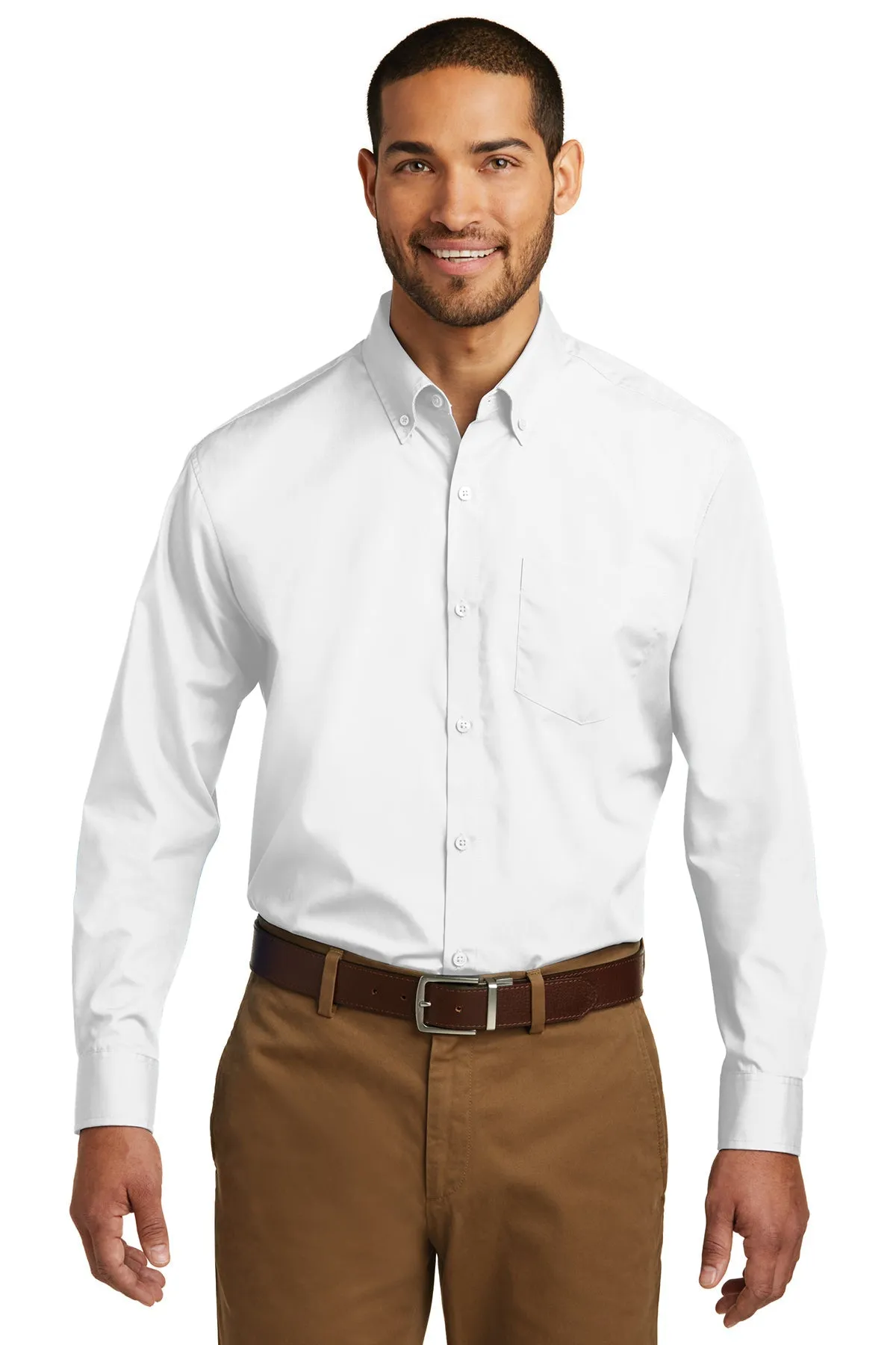 Port Authority Carefree Poplin Custom Shirts, White