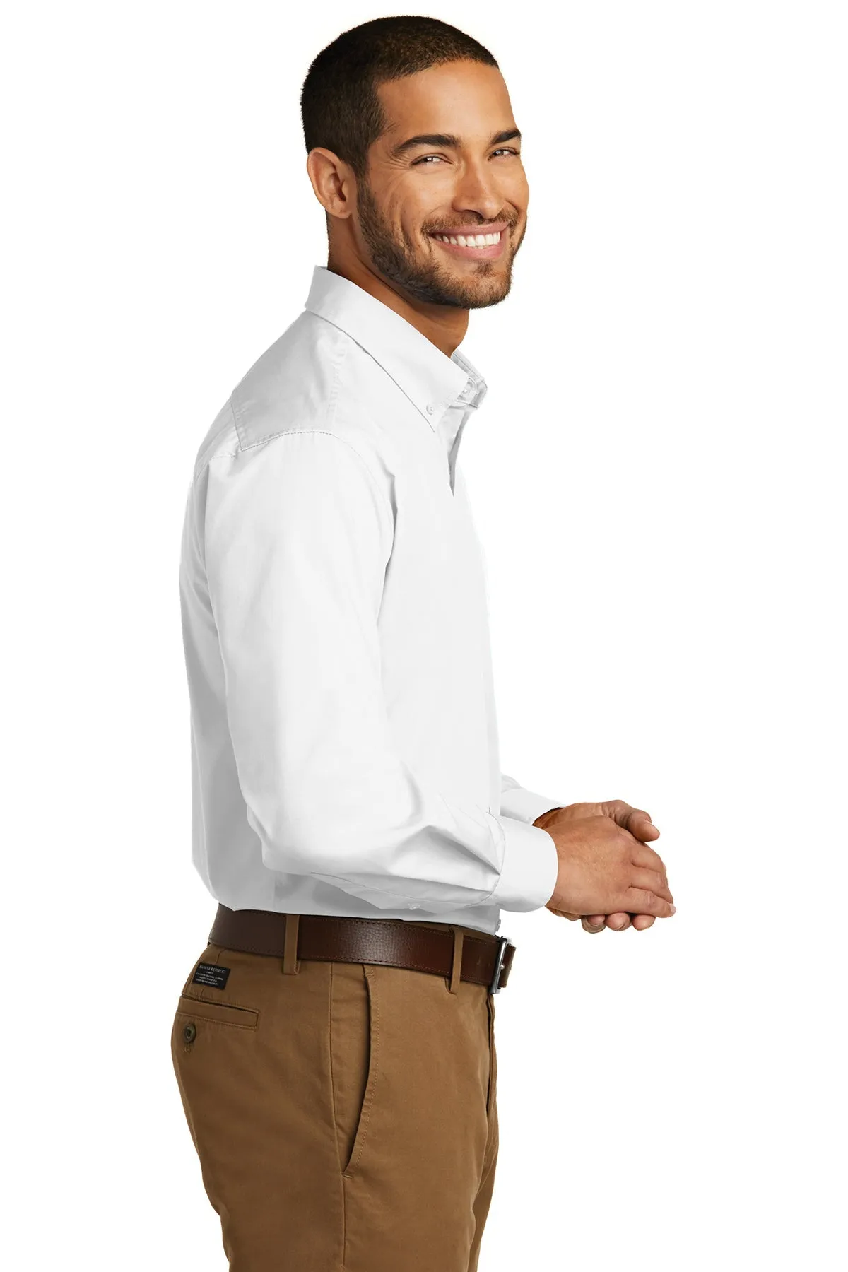 Port Authority Carefree Poplin Custom Shirts, White