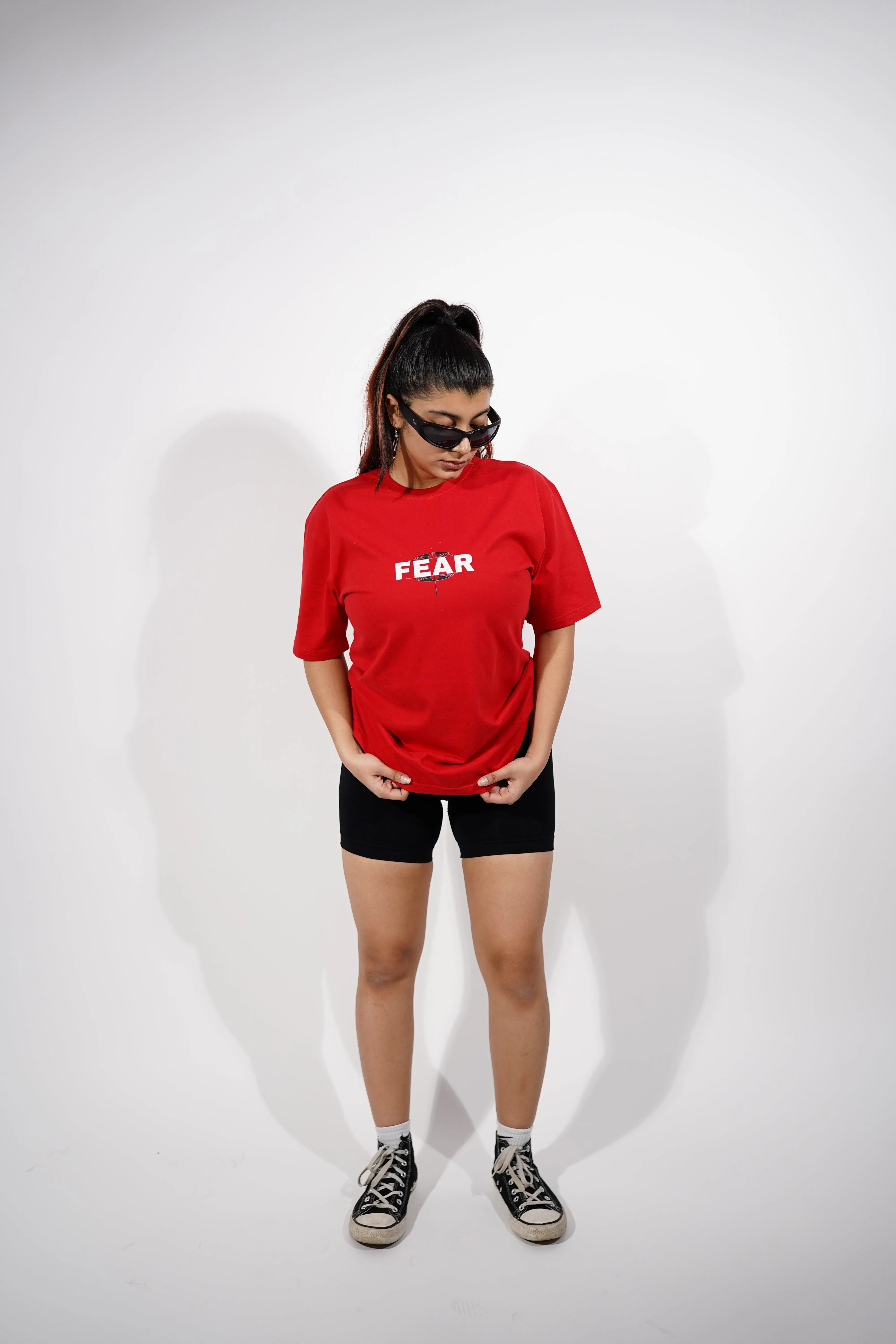 "Fear" Oversized Red T-Shirt By DemonWear for Her