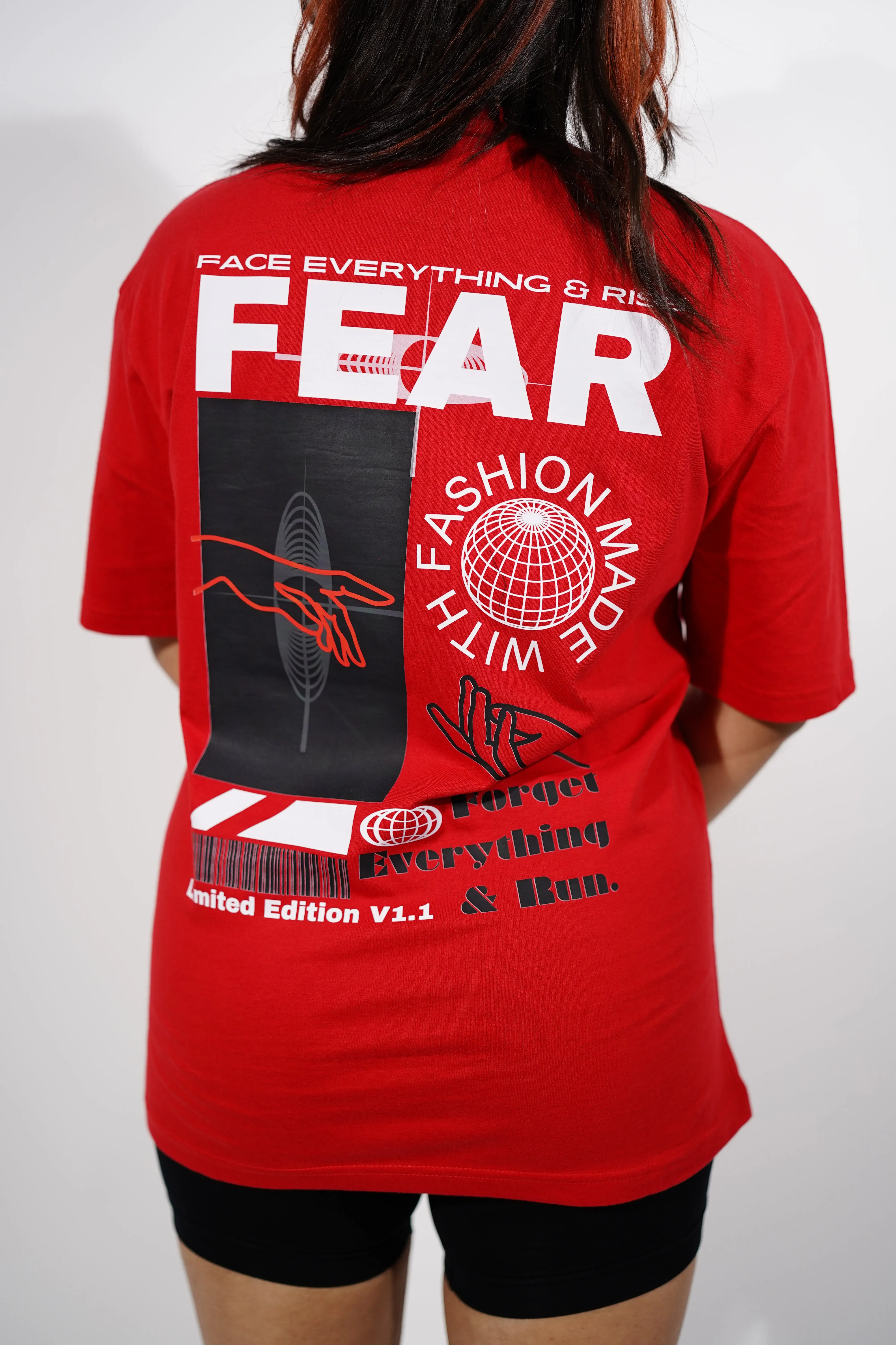 "Fear" Oversized Red T-Shirt By DemonWear for Her