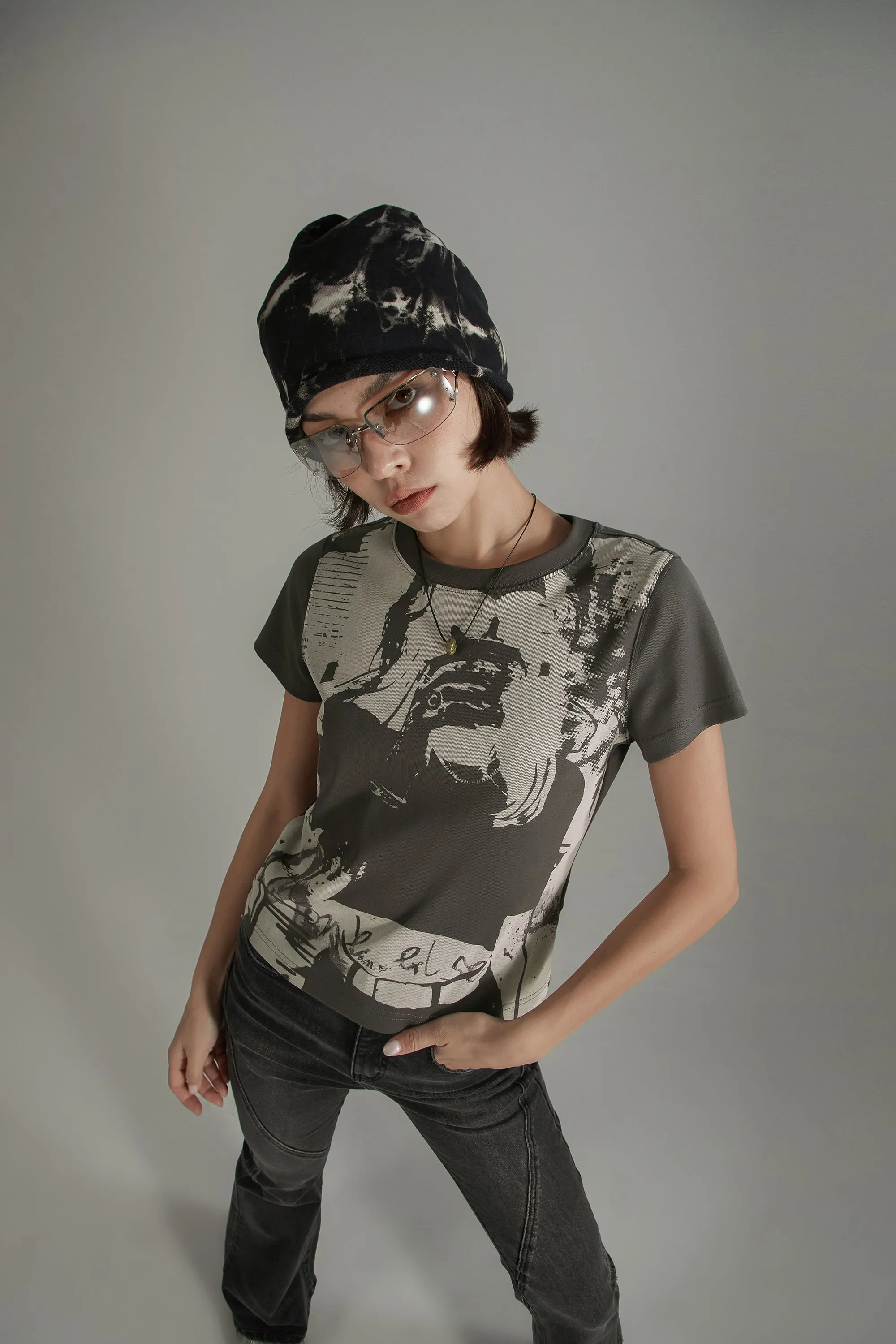 Selfie Printed Slim Short Sleeve T-Shirt