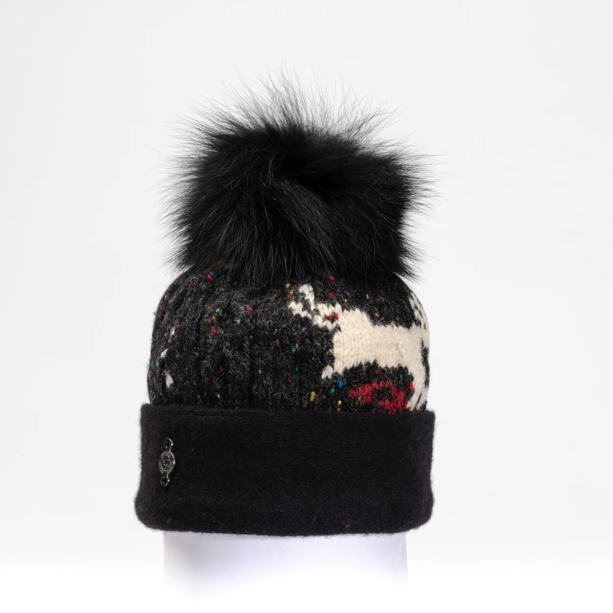 UPCYCLED SWEATER BEANIE WITH UPCYCLED FUR POM