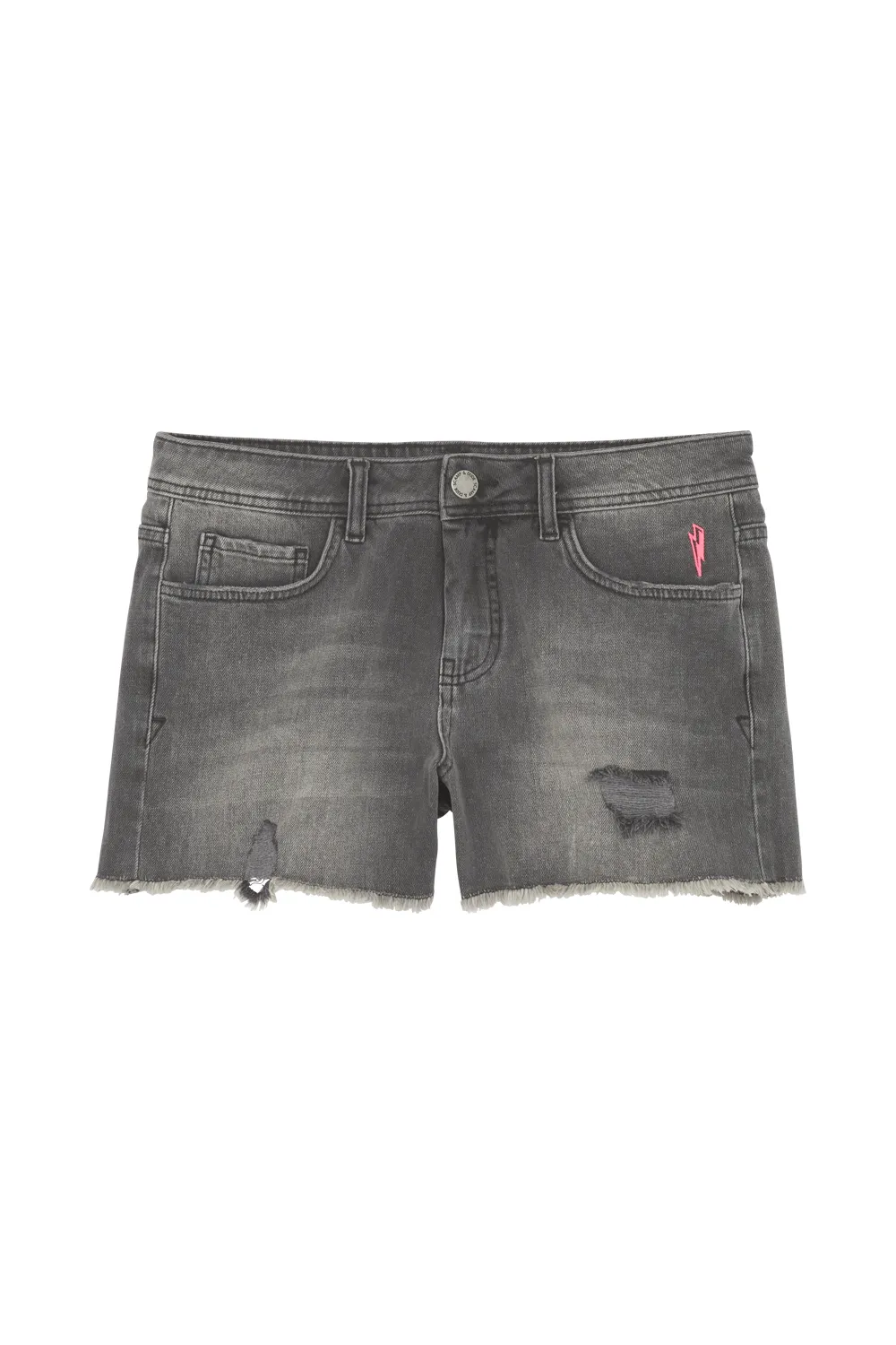 Washed Grey Distressed Denim Shorts