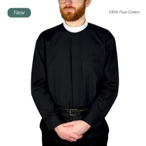 Watts' Men's Fly-Front Collar Clergy Shirt - Black