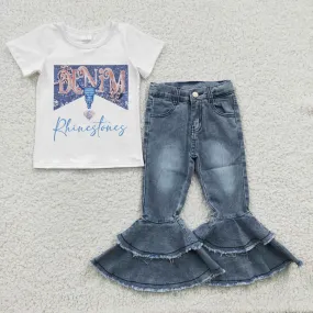 white t-shirts flare jeans set GSPO0531