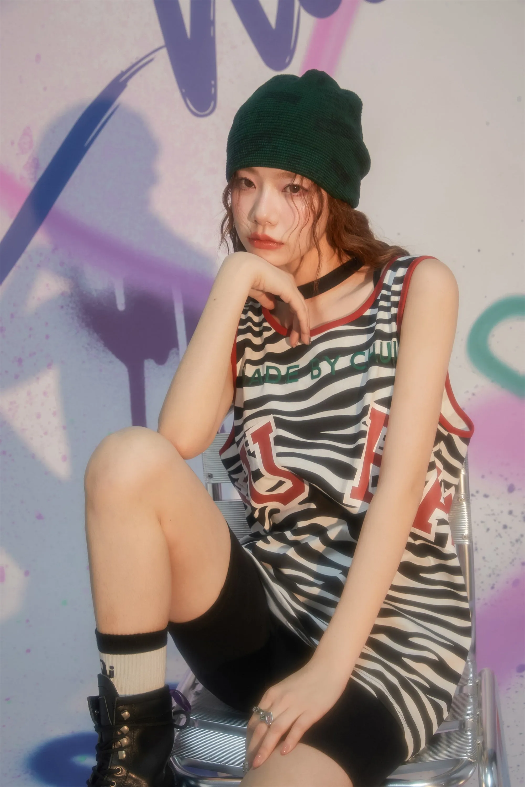 Zebra Sleeveless Loose Fit T-Shirt